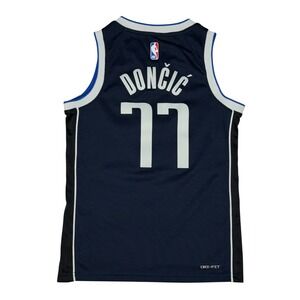 Luka Doncic 77 Mavericks Jersey Kids Small Navy Jordan Statement Edition